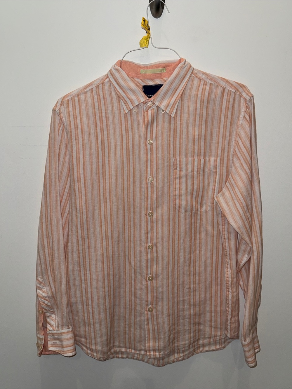Tommy Bahama Orange and White Striped LINEN Button-Down Shirt